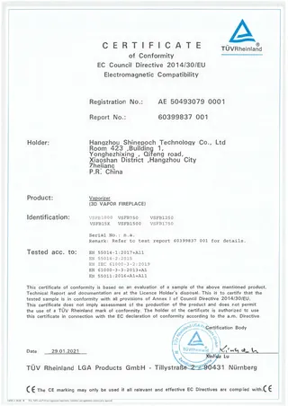 First page of the VSFB EMC certificate AE 50493079 0001 issued by TUV Rheinland