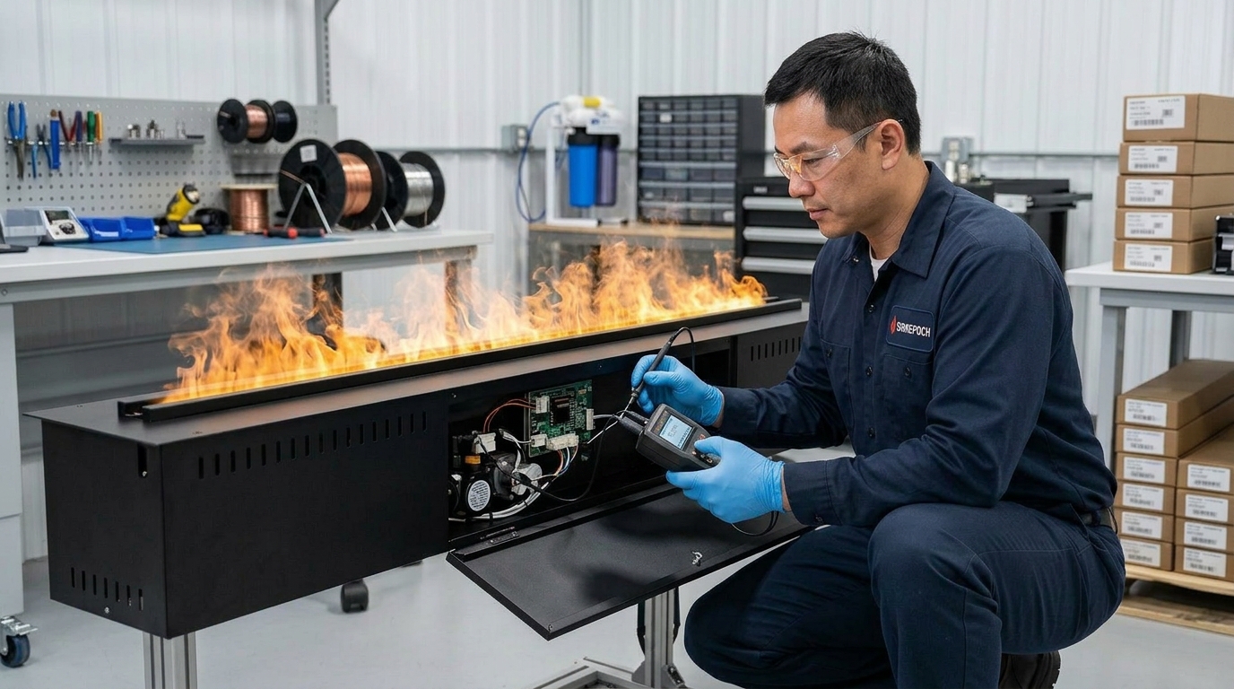 SEFIRE smart ethanol fireplace product testing before shipment