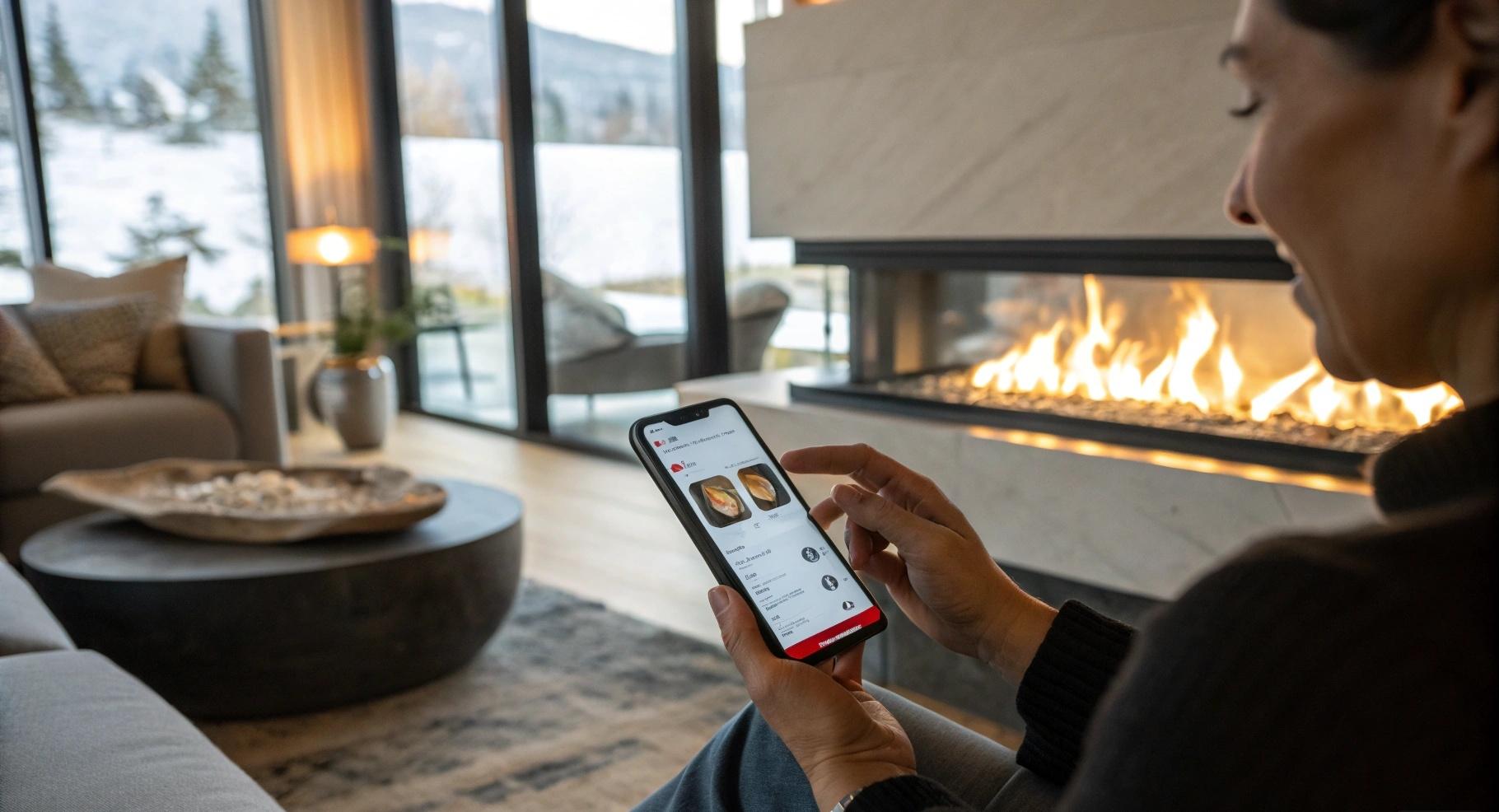 SEFIRE smart ethanol fireplace with app, remote, and smart home control features