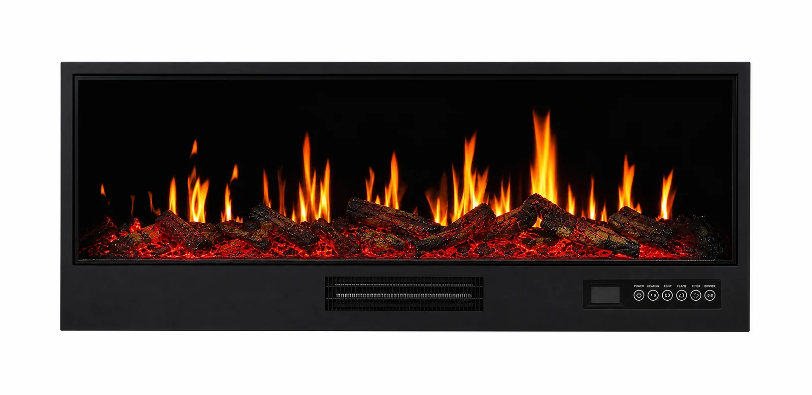 Front view of the complete SEFIRE EVFP1200 4D holographic electric fireplace