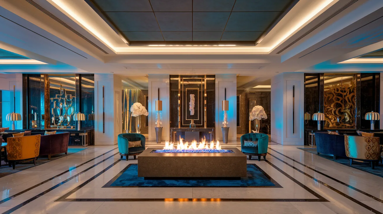 SEFIRE smart ethanol fireplace installed in a hospitality interior